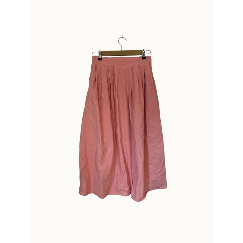 Woolrich Woman, pink skirt, pleated midi a-line skirt, 100% cotton, size 8